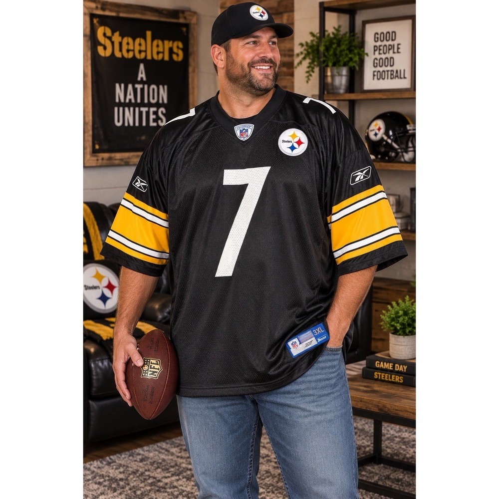 Ben Roethlisberger Pittsburgh Steelers Reebok NFL Jersey Mens 3XL #7 Black